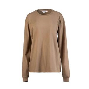 Good American Essential Long Sleeve Crewneck Top Putty Brown size 1/2 small S/M